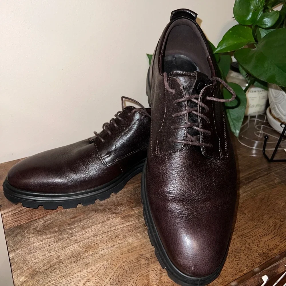 Ecco Citytray Avant Plains Toe Derby Oxford Mens 45/11-11.5 Shoes‎ Brown Leather
